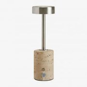 Lâmpada De Mesa Led Sem Fios Para Exterior Em Ferro E Pedra Natural Arianny Travertine - Sklum