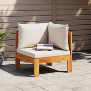vidaXL Sofá de canto p/ jardim c/ almofadões madeira de acácia maciça