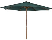 Outsunny Chapéu de Sol Ø300x250cm Chapéu de Sol com Mastro de Madeira com 8 Hastes Sistema de Polia com Fixação Verde