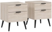 HOMCOM Conjunto de 2 mesas de cabeceira mesa de cabeceira estilo nórdico moderno com gaveta de dois níveis 40 x 40 x 50 cm carvalho | Aosom Portugal