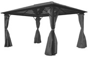 Gazebo com cortina em alumínio 400 x 300 cm antracite