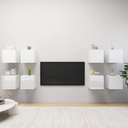 vidaXL Móveis de parede para TV 8 pcs 30,5x30x30 cm branco brilhante