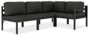 4 pcs conjunto lounge jardim com almofadões alumínio antracite