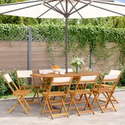 vidaXL Cadeiras de jardim dobráveis 8 pcs tecido/madeira branco nata