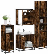 vidaXL 4pcs conjunto de móveis WC derivados de madeira carvalho fumado