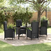 vidaXL Conjunto de Jantar de Jardim 5 Peças Preto Vime PE