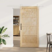 Porta Deslizante vidaXL com Conjunto de Hardware 93x202 cm Madeira Massiça de Pinho