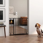 Barreira de Segurança para Cães Extensível para Escadas e Portas 75-95 cm com 1 Extensão e 10 cm Altura 76 cm Preto