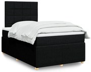 vidaXL Cama com molas/colchão 120x200 cm tecido preto
