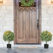 Conjunto de 2 Árvores de Chá Artificial 55 cm Planta Artificial com 343 Folhas Musgo e Vaso Planta Artificial Decorativa Verde