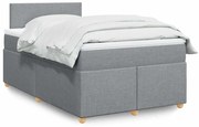 vidaXL Cama boxspring com colchão 120x190 cm tecido cinzento-claro
