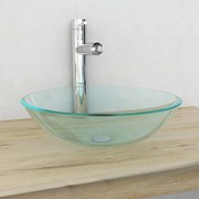 vidaXL Lavatório em vidro temperado, 42 cm, transparente