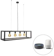 LED Candeeiro de suspensão inteligente preto 4-light incl. Wifi G95 - Big Cage 2 Industrial