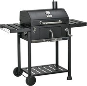 Outsunny Churrasqueira a carvão BBQ-Smoker, incl. termómetro, abre-garrafas, 120 x 64 x 114 cm, Preto | Aosom Portugal