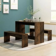 vidaXL 3 pcs conjunto de jantar derivados de madeira carvalho fumado