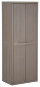 vidaXL Móvel arrumação jardim 65x45x172 cm PP aspeto madeira castanho