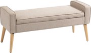 HOMCOM Banco Armazenamento Estofado Linho Tampa Abatível Pés Madeira Design Elegante 120x45x54cm Bege | Aosom Portugal