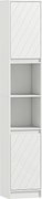 HOMCOM Coluna Estreita para Casa de Banho com 2 Portas e 2 Prateleiras Abertas, Ideal para Espaços Pequenos, 30x24x170 cm, Branco | Aosom Portugal