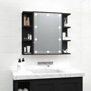 vidaXL Armário espelhado com luzes LED 70x16,5x60 cm preto