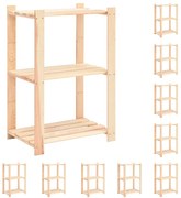 vidaXL 10 unidades arrumação 3 prateleiras 60x38x90cm pinho 150 kg