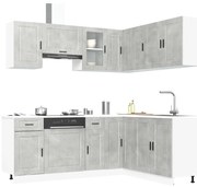 vidaXL 11 peças armário de cozinha conjunto Porto cinzento cimento