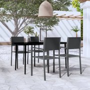 5 pcs Conjunto de jantar para jardim preto