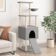 vidaXL Árvore p/ gatos c/ postes arranhadores sisal 153 cm cinza-claro