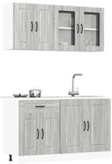 vidaXL 4 peças armário de cozinha conjunto Kalmar cinza sonoma