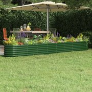 vidaXL Canteiro elevado jardim 332x40x36 cm aço galvanizado verde