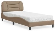 Cama com colchão 90x200 cm couro artificial cor cappuccino