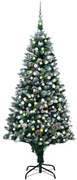 vidaXL Árvore Natal artificial pré-iluminada c/ bolas e pinhas 210 cm