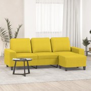 vidaXL Sofá de 3 lugares com apoio de pés 180 cm tecido amarelo-claro