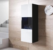 Vitrine de Parede Bragança – 40x126 cm – Preto e Branco com LED Azul