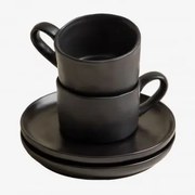 Pack De 2 Chávenas De Café 10 Cl Com Pires Belvere Preto - Sklum