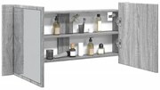 Armário espelhado casa de banho LED 100x12x45cm cinza sonoma
