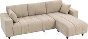 HOMCOM Sofá Chaise Longue Reversível de 3 Lugares com 2 Almofadas, Tecido Efeito Linho, Estrutura em Aço, 242x156x87 cm, Bege | Aosom Portugal
