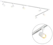 Sistema de iluminação de trilho moderno com 6 focos brancos monofásicos 300cm - Iconic Jeana