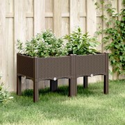 vidaXL Vaso/floreira de jardim c/ pernas 80x40x42 cm PP castanho