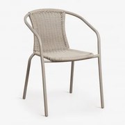 Cadeira De Jardim Empilhável Com Apoios De Braços Em Aço E Vime Sintético Kalymana Moka Brown - Sklum