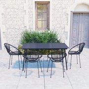 7 pcs conjunto de jantar para jardim vime de PVC preto