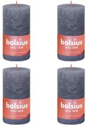 Bolsius Velas rústicas cilíndricas Shine 4pcs 130x68mm azul crepúsculo