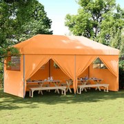 vidaXL Tenda para festas pop-up dobrável c/ 4 paredes laterais laranja