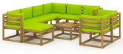 10 pcs conjunto lounge p/ jardim c/ almofadões verde brilhante