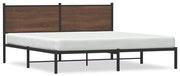 Estrutura cama com cabeceira 160x200 cm metal carvalho castanho