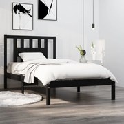 vidaXL Estrutura de cama 100x200 cm pinho maciço preto