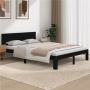 Estrutura de cama king 150x200 cm madeira maciça preto