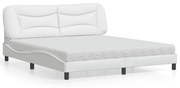 Cama com colchão 180x200 cm couro artificial branco