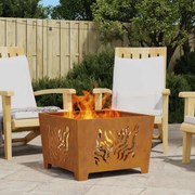 vidaXL Fire Pit Castanho 60 x 60 x 40 cm Aço