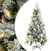 vidaXL Árvore de Natal pré-iluminada c/ flocos neve e pinhas PVC/PE