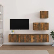vidaXL Conjunto móveis de TV 4 pcs madeira processada carvalho fumado